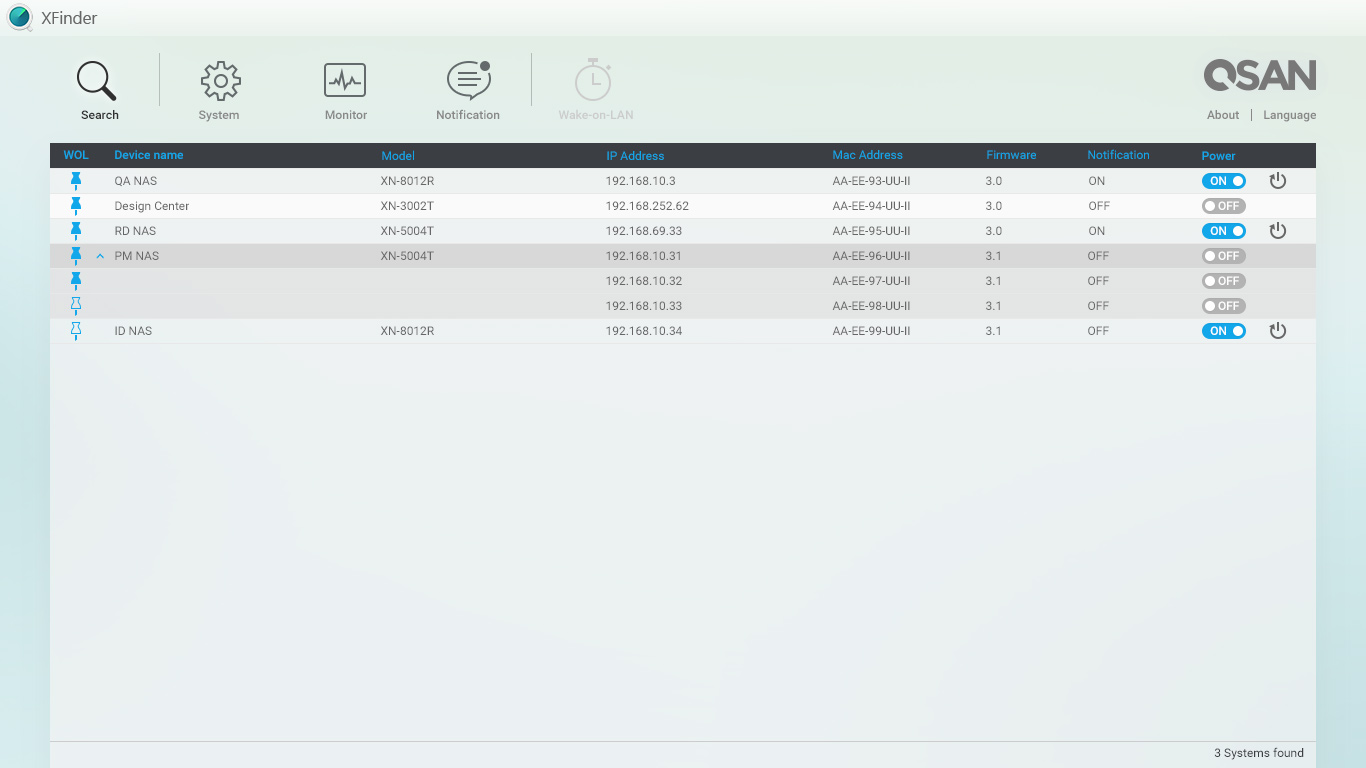 XFinder is a desktop utility that searches for QSAN XCubeNAS devices in the local area network