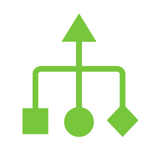 Consolidation concept icon with green geometric symbol design